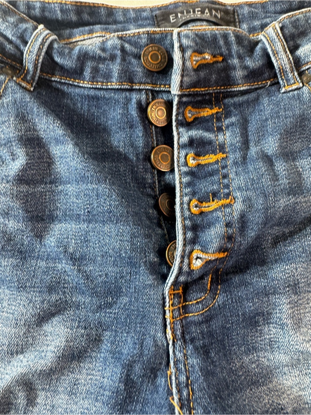 Jean Large Button-Front Distressed Denim Shorts in Blue - Picture 4 of 9